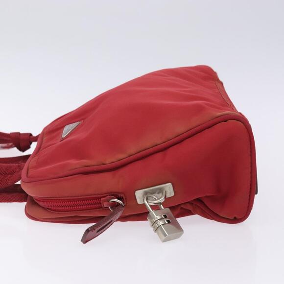 PRADA Hand Bag Nylon Red Silver - Picture 5 of 13